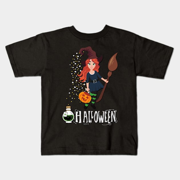 Magic Witch Tarot cards Beware potion witchy Witchcraft astrology Halloween Kids T-Shirt by BoogieCreates